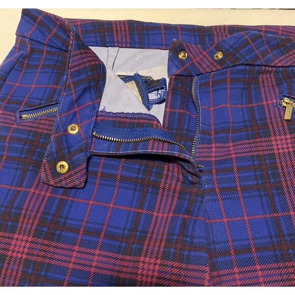 Womens Time and Tru Ponte Capri Pants Blue Plaid Size 14 ( No Pockets ) 34x24 - Picture 4 of 16